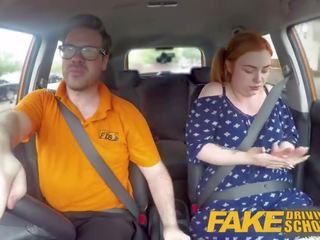 Fake Driving School beguiling Redhead Fucks in Car