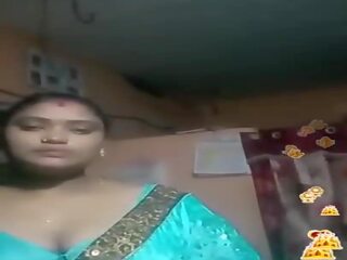 타밀 사람 인도의 큰 아름다운 여자 푸른 부드러운 블라우스 살고있다, 트리플 엑스 비디오 02