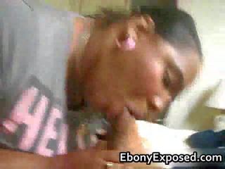 BBW Ebony Gives Hard Blowjob To Long