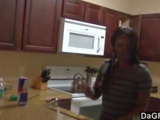 Amateur black couple fucking in the kitchen