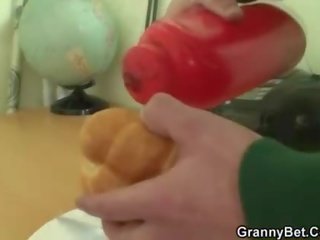 Huge granny tastes his phallus then doggystyled