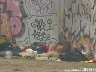 Pure Street Life Homeless Threesome Having x rated film on Public