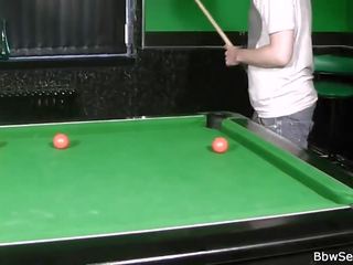 He fucks bbw in fishnets right on pool table