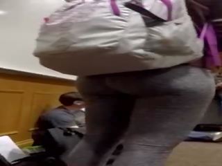 Candid College PAWG Thick Ass Gray Leggings